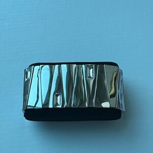 Wide Vintage Silver-Tone Geometric Bracelet